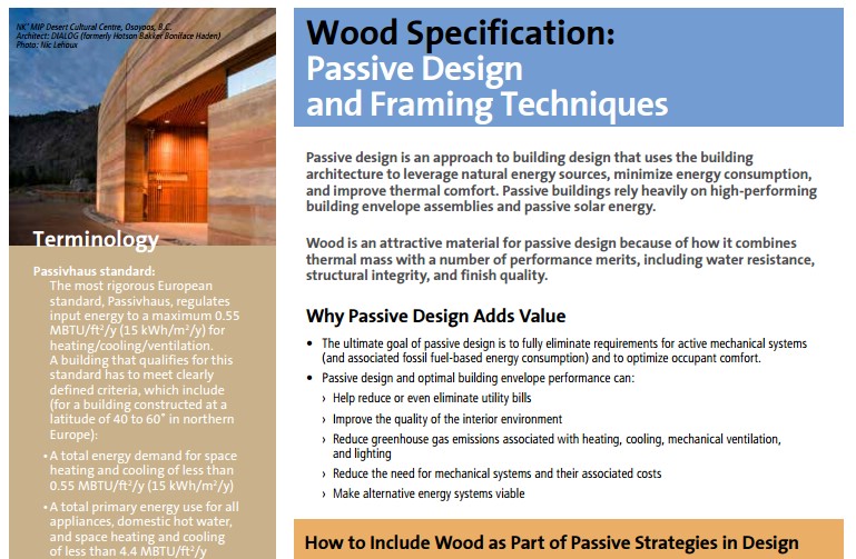 Wood Specification Passive Design